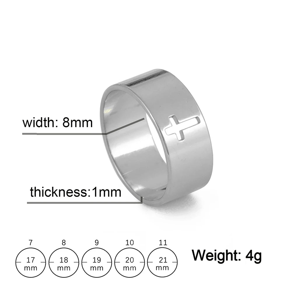 Cross Stainless Steel Rings