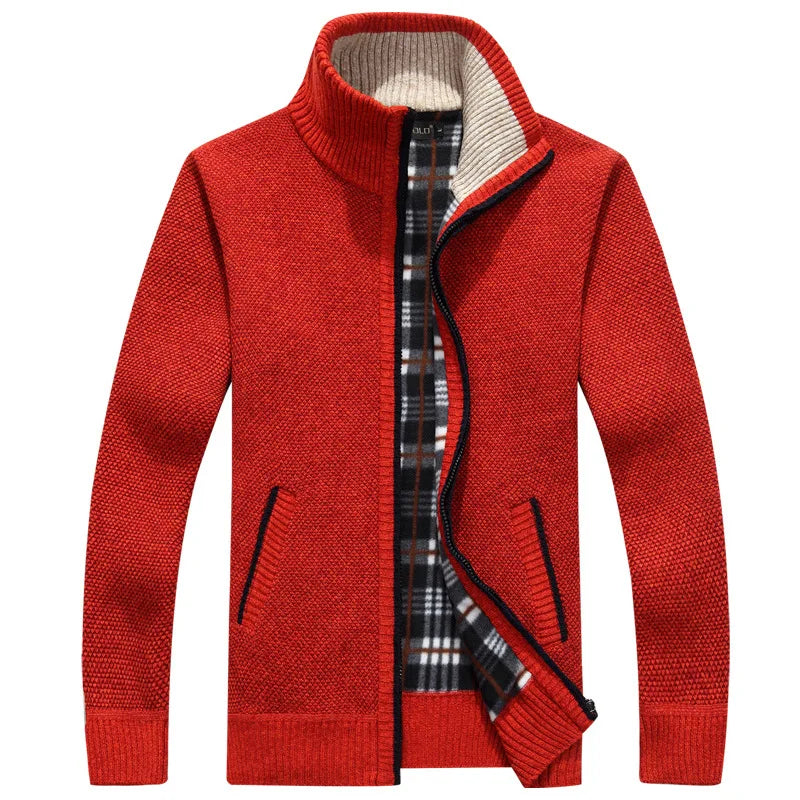 Men's Sweater Coat Faux Fur Wool Cardigan