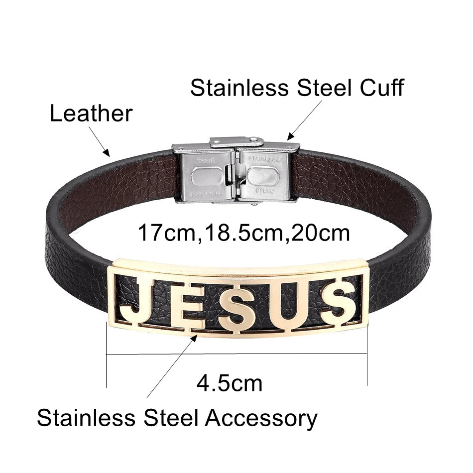 Stainless Steel Leather Cuff Bracelets