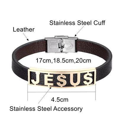 Stainless Steel Leather Cuff Bracelets
