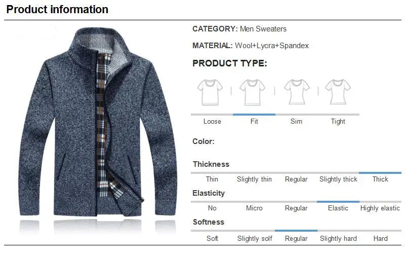 Men's Sweater Coat Faux Fur Wool Cardigan