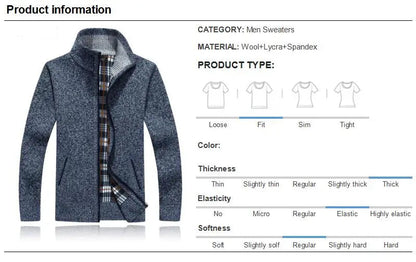 Men's Sweater Coat Faux Fur Wool Cardigan