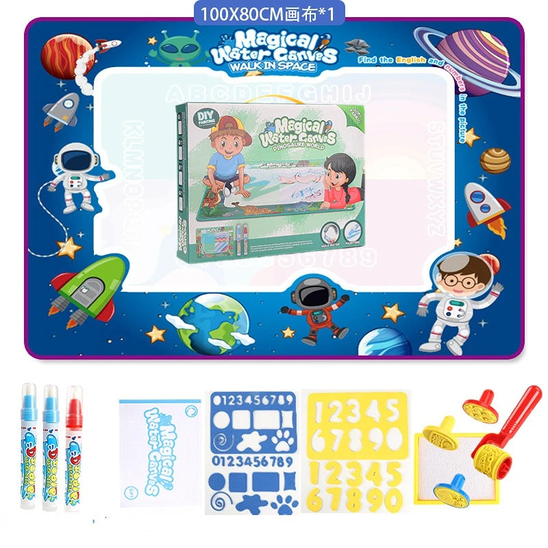 Magic Water Coloring Doodle Drawing Mat with Reusable Magic Pens 100x80cm