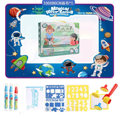 Magic Water Coloring Doodle Drawing Mat with Reusable Magic Pens 100x80cm