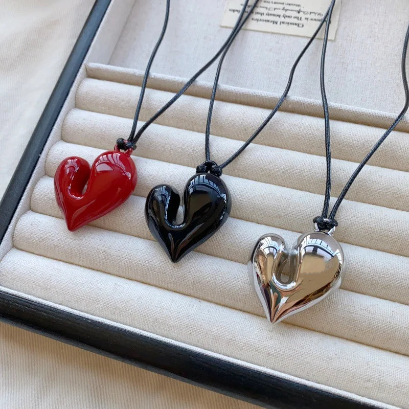 Adjustable Pull-out Heart Pendant Necklace
