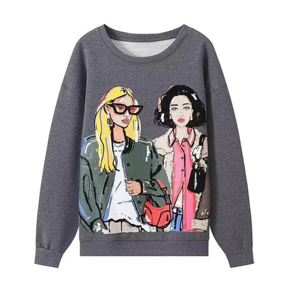 Graphic Print Casual Sweatshirts