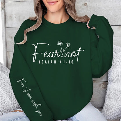 Fear Not Print Pullover Sweatshirt Relaxed Fit Long Sleeve Crew Neck Sweatshirts