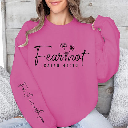 Fear Not Print Pullover Sweatshirt Relaxed Fit Long Sleeve Crew Neck Sweatshirts