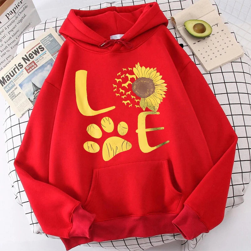 Sunflower Dog Paw Love Hoodies Sweatshirts