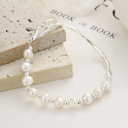 Silver Knots Pearl Bracelet For Women