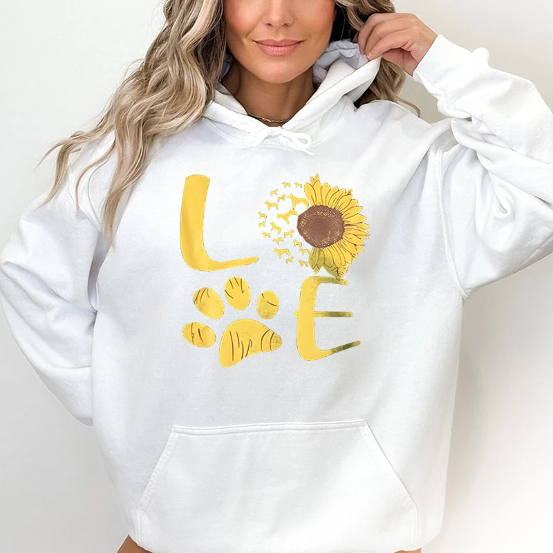 Sunflower Dog Paw Love Hoodies Sweatshirts