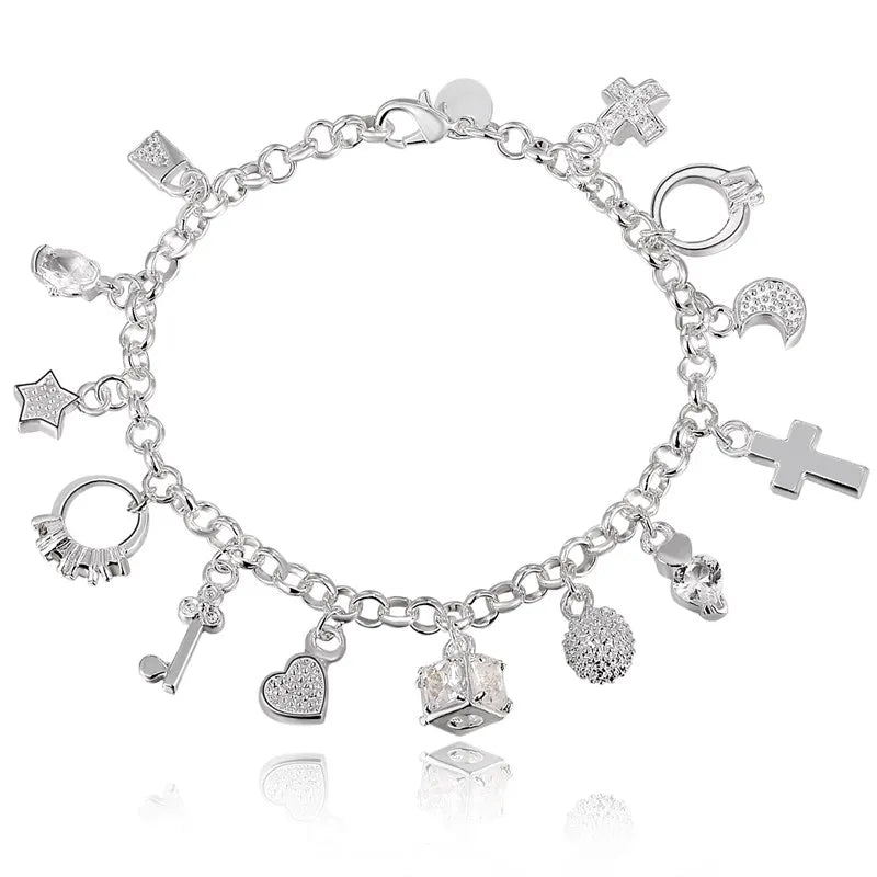 Sterling Silver 925 Bracelets with Charms