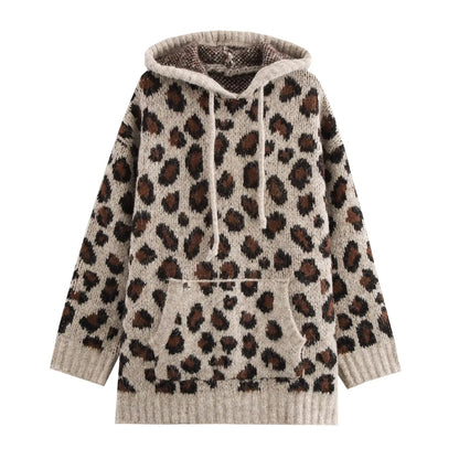 Leopard Print Hooded Sweatshirt