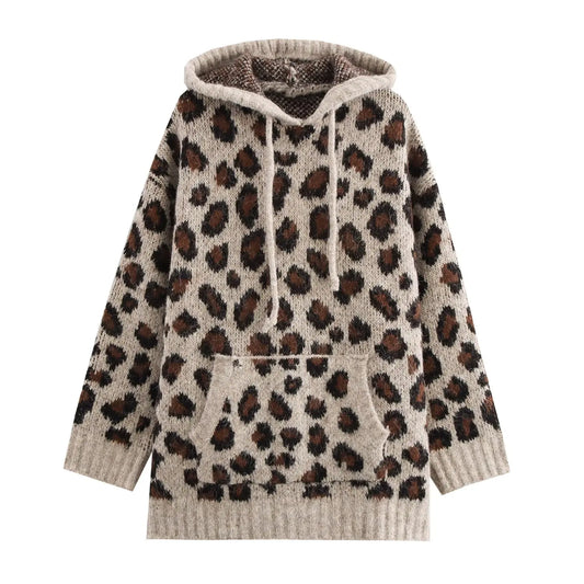 Leopard Print Hooded Sweatshirt