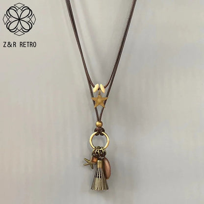 Bohemian-Inspired Long Collar Chains and Pendants