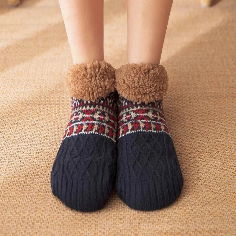 Indoor Woven Thermal Cashmere Socks Slippers - Non-Slip