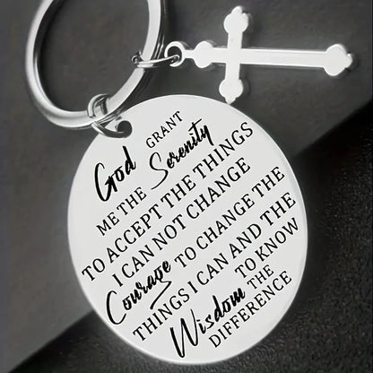 God Grant Me The Serenity Prayer Sobriety Quote Keychain