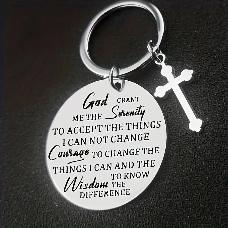 God Grant Me The Serenity Prayer Sobriety Quote Keychain