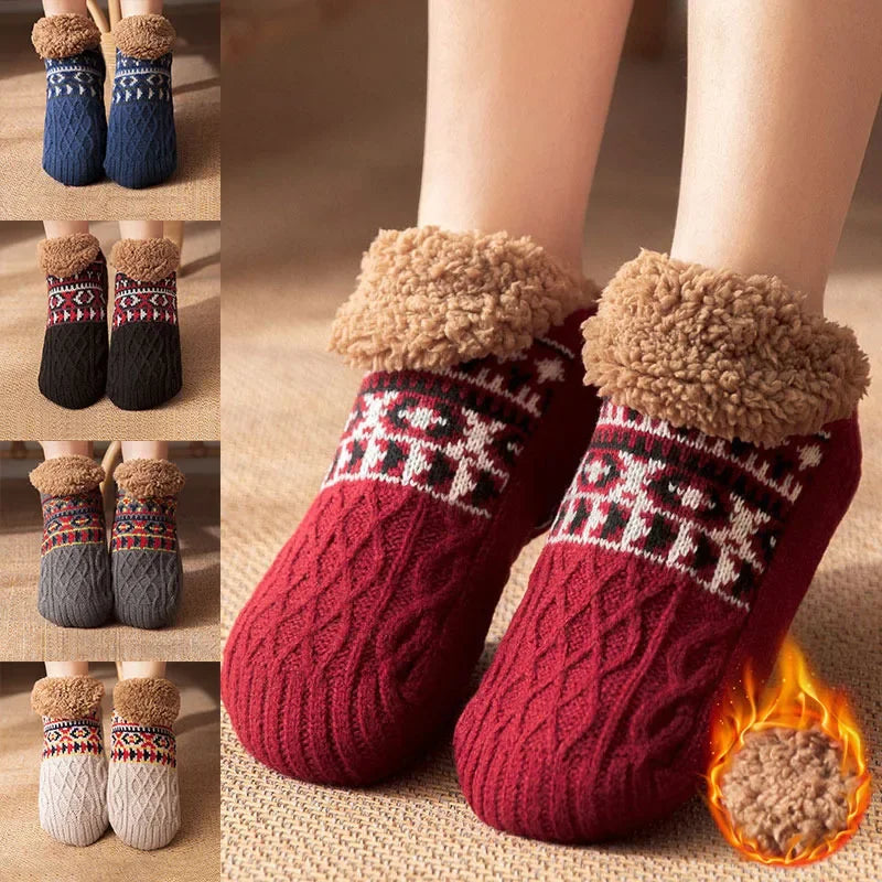 Indoor Woven Thermal Cashmere Socks Slippers - Non-Slip