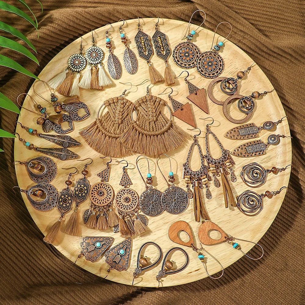 Boho Vintage Brown Series Earrings