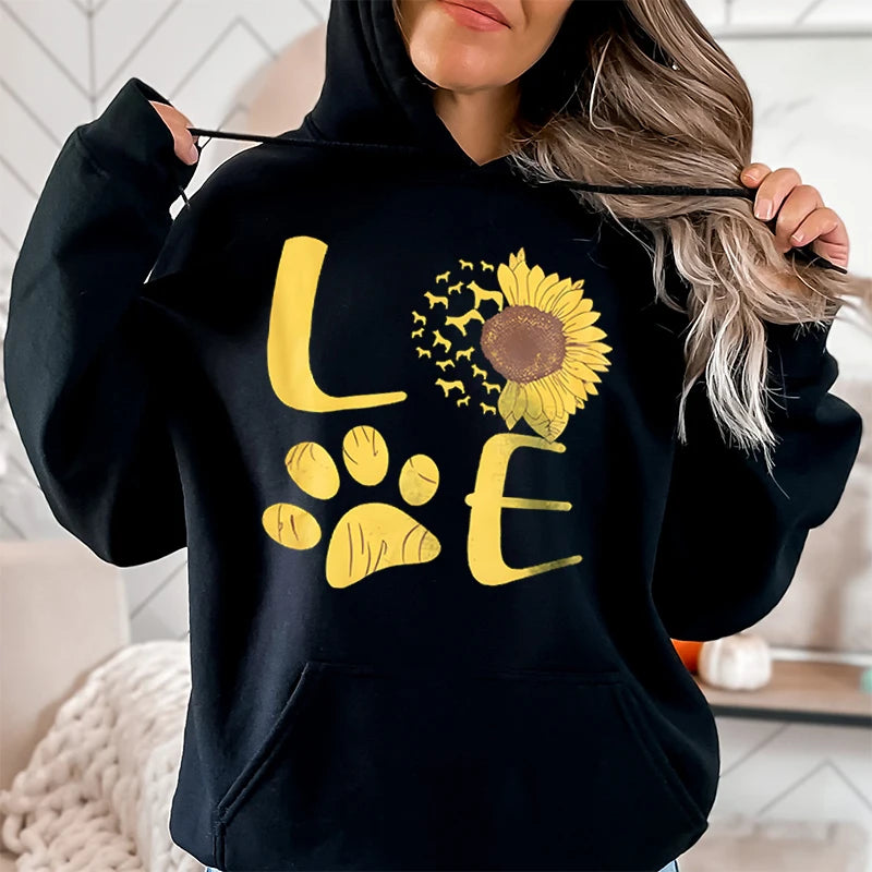 Sunflower Dog Paw Love Hoodies Sweatshirts