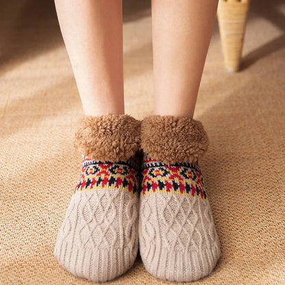 Indoor Woven Thermal Cashmere Socks Slippers - Non-Slip