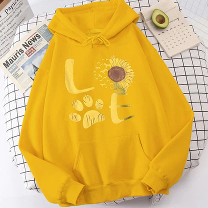 Sunflower Dog Paw Love Hoodies Sweatshirts