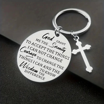 God Grant Me The Serenity Prayer Sobriety Quote Keychain