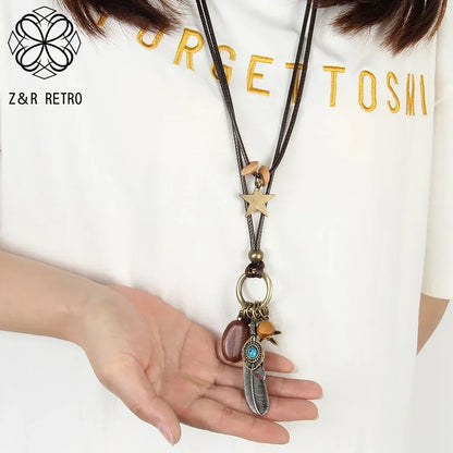 Bohemian-Inspired Long Collar Chains and Pendants