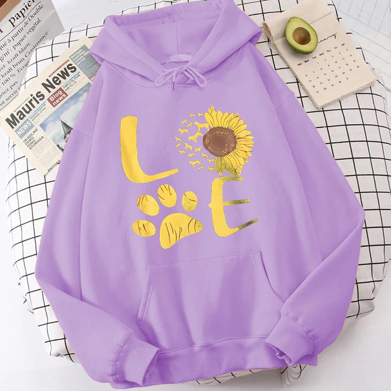 Sunflower Dog Paw Love Hoodies Sweatshirts