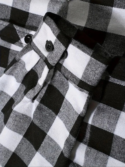 Slim Fit Long Sleeved Hooded Plaid Shirt Youth/Men