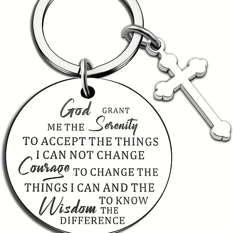 God Grant Me The Serenity Prayer Sobriety Quote Keychain