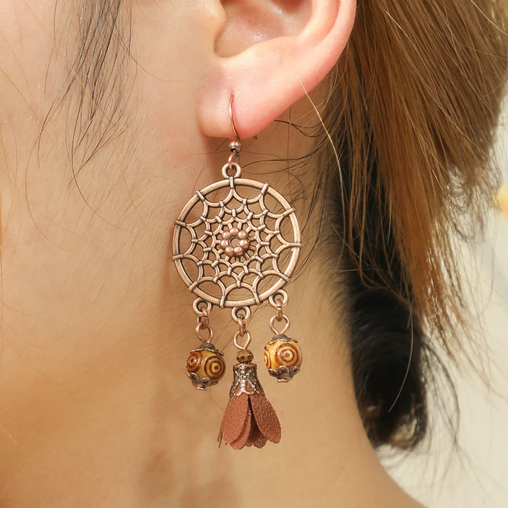 3pcs Brown Tassel Earrings with Necklace Jewelry Set