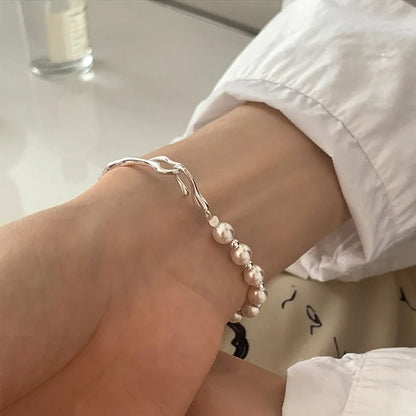 Silver Knots Pearl Bracelet For Women