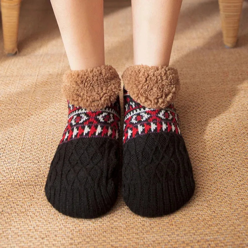 Indoor Woven Thermal Cashmere Socks Slippers - Non-Slip