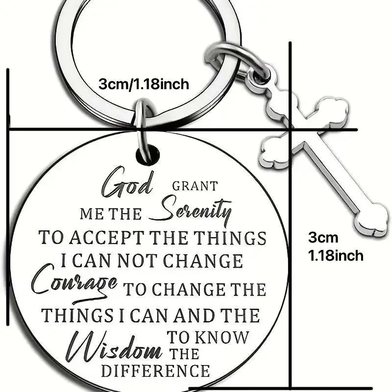 God Grant Me The Serenity Prayer Sobriety Quote Keychain