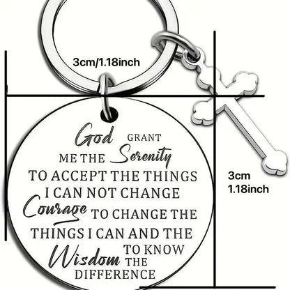 God Grant Me The Serenity Prayer Sobriety Quote Keychain