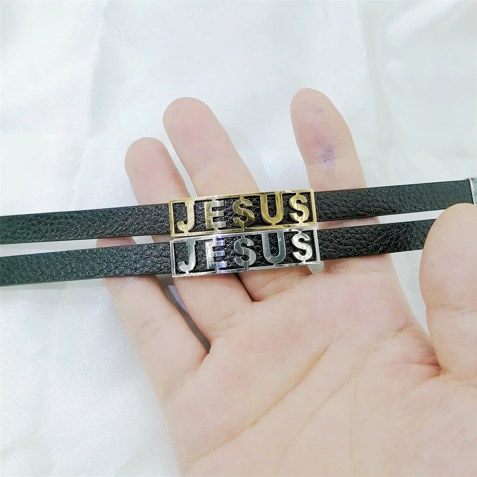 Stainless Steel Leather Cuff Bracelets