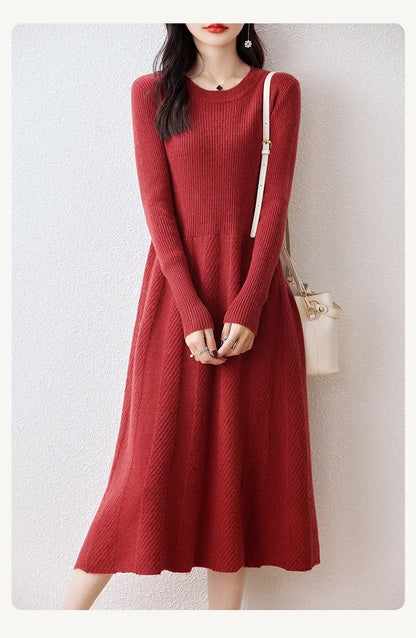 100% Merino Wool Knitted Sweater Dress