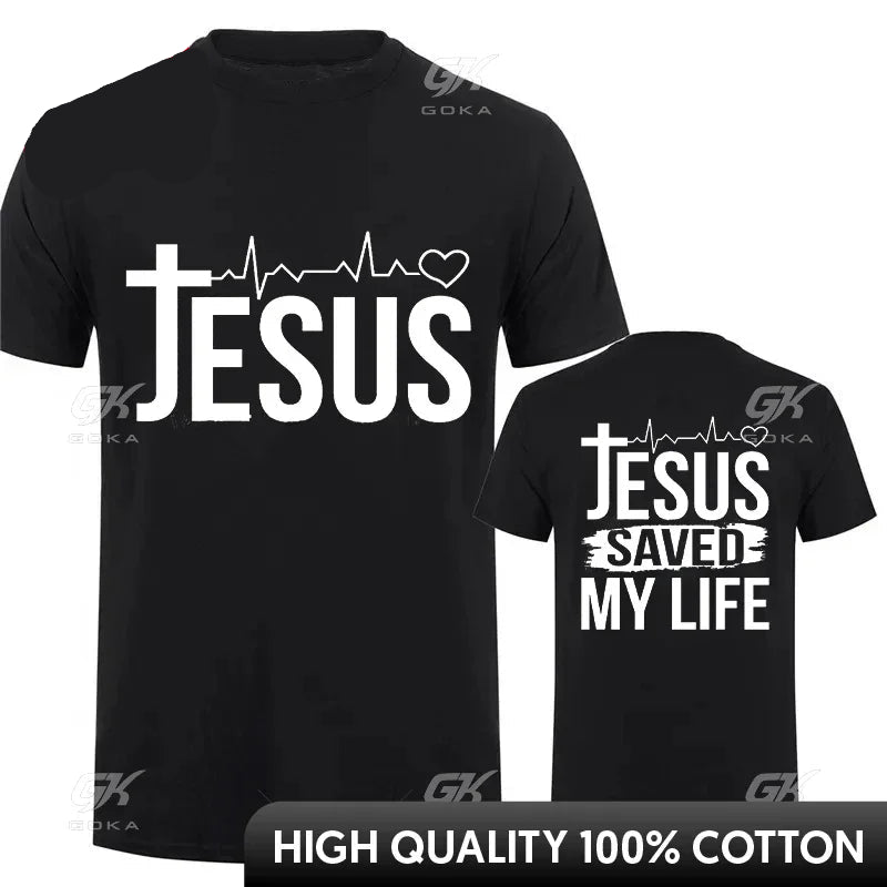 Jesus Saved My Life Men's 100% Cotton T-Shirt