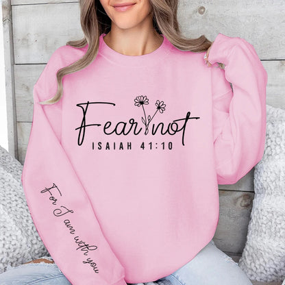 Fear Not Print Pullover Sweatshirt Relaxed Fit Long Sleeve Crew Neck Sweatshirts