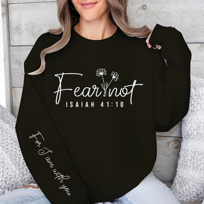 Fear Not Print Pullover Sweatshirt Relaxed Fit Long Sleeve Crew Neck Sweatshirts