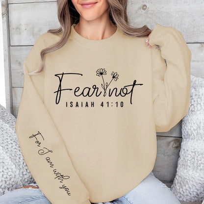 Fear Not Print Pullover Sweatshirt Relaxed Fit Long Sleeve Crew Neck Sweatshirts