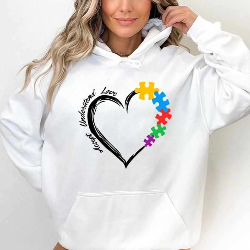 Autism Heart, Accept, Understand, Love Sweatshirts