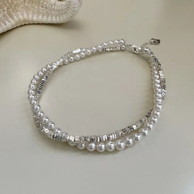 Silver Knots Pearl Bracelet For Women