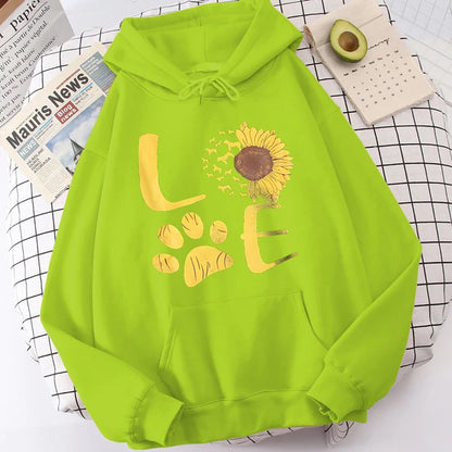 Sunflower Dog Paw Love Hoodies Sweatshirts
