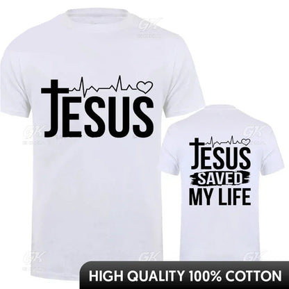 Jesus Saved My Life Men's 100% Cotton T-Shirt