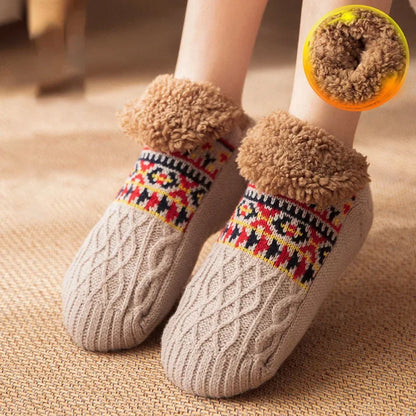 Indoor Woven Thermal Cashmere Socks Slippers - Non-Slip