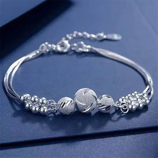 Elegant Fine Sterling Silver Lucky Beads Bracelets for Women