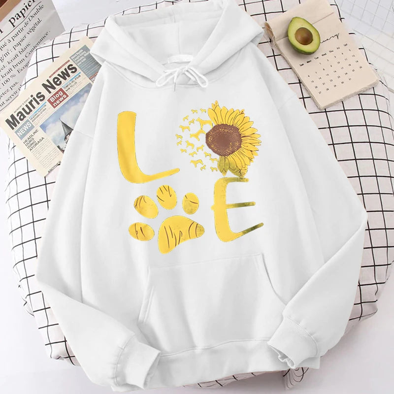 Sunflower Dog Paw Love Hoodies Sweatshirts